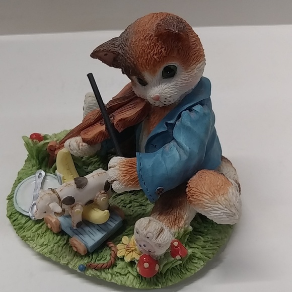 1995 Calico Kittens Hey Diddle Diddle the Cat and the Fiddle Figurine 166456 - Picture 3 of 6